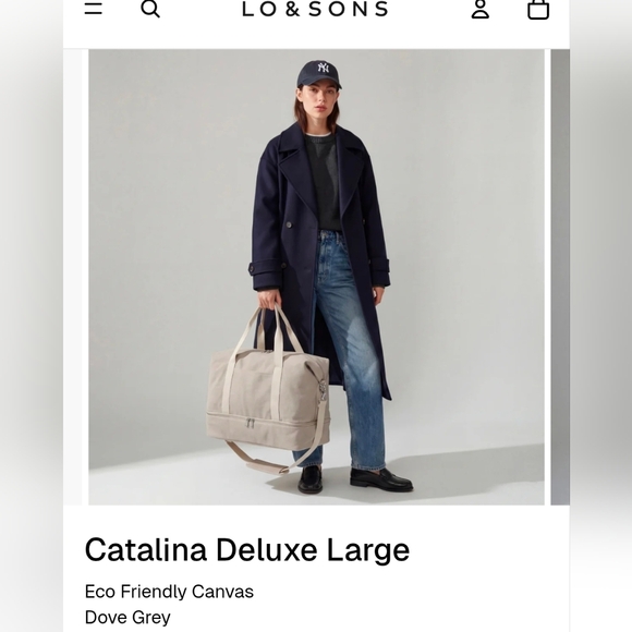 LO & SONS Catalina Deluxe Large Eco Friendly Canvas Dove Grey Weekend Bag